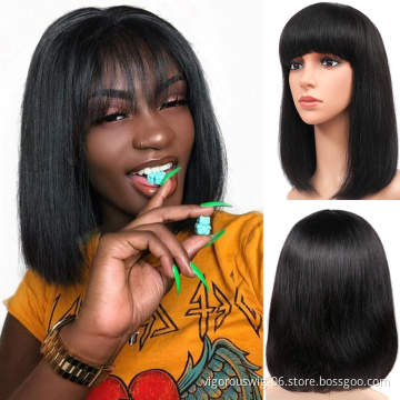 Vigorous short kinky straight bob raw bone straight long brazilian human hair extension guangzhou 100% real human hair wigs
